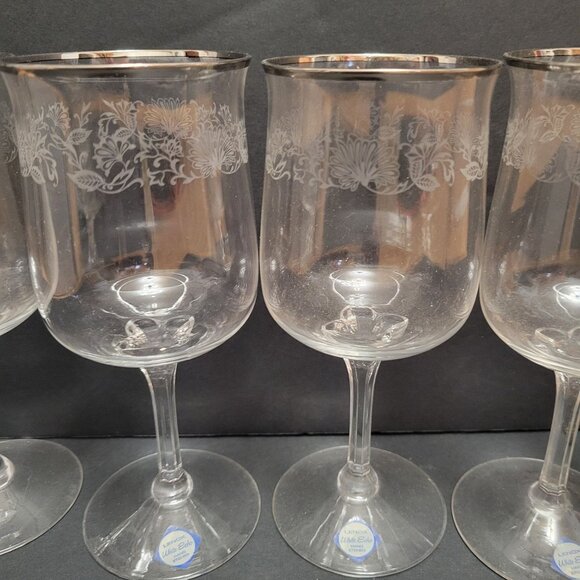 Set Of 4 Lenox White Echo Hand-Etched Crystal Wine Glasses 8.5" - Picture 2 of 5